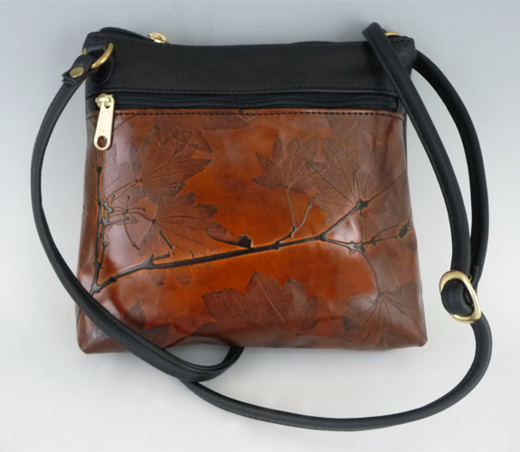 Leaf Leather Tooled Leather Small Messenger Purse